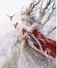 winter fairy with birds