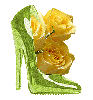 Green Shoe And Yellow Roses
