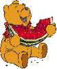 Pooh eating watermelon