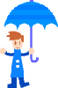 blue boy with umbrella