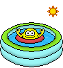 smiley in pool