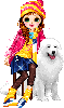 girl playing with dog