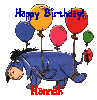 Eeyore with Floating Balloons (animated)- Happy Birthday Hannah