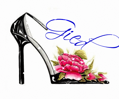 High Heel Shoe with Pink Rose (with sparkles)- Gied