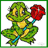 frog with rose