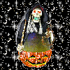 skeleton in a pumpkin