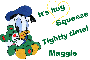 Hug time with Donald-Maggie