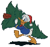 donald with a christmas tree.
