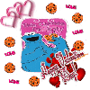 Cookie Monster celebrates  Valentine's