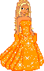 Blond in Orange Dress