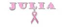 name Julia with breast cancer awareness ribbon