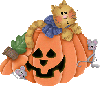 CAT AND MICE ON A PUMPKIN