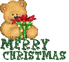 MERRY CHRISTMAS/BEAR WITH PRESENT