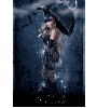 goth girl with umbrella and stars