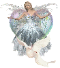 white glittered angel with doves