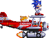 Tails driving a plane with sonic on it