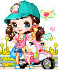 girl with pink motorbike