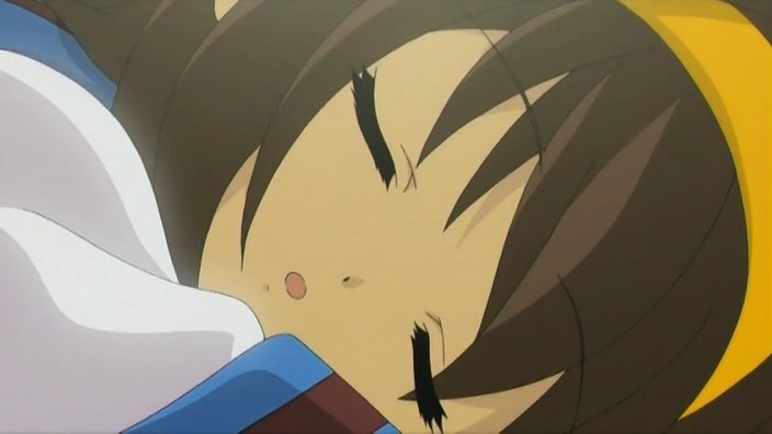 haruhi suzumiya sleeping.. -_-"
