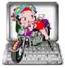 Betty Boop ride her motorcycle on laptop