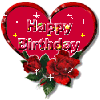 Happy birthday heart rose glitter
