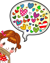 cute kawaii lil girl & hearts
