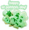 Happy St. Patrick's Day clover cookies.