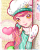 cute kawaii pink haired girl in love