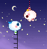 cute lovers kissing in the sky at night