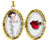 Betty Boop with a red rose in a locket