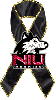 NIU Memorial Ribbon with Black and White Glitter